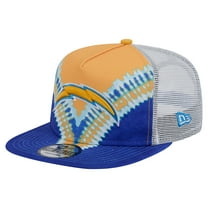 Men's New Era Gold/Blue Los Angeles Chargers Throwback Dye Golfer Snapback Hat