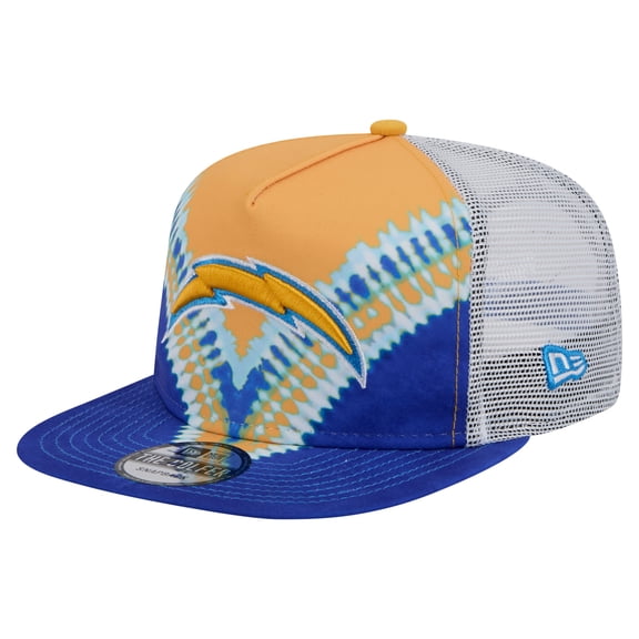 Men's New Era Gold/Blue Los Angeles Chargers Throwback Dye Golfer Snapback Hat