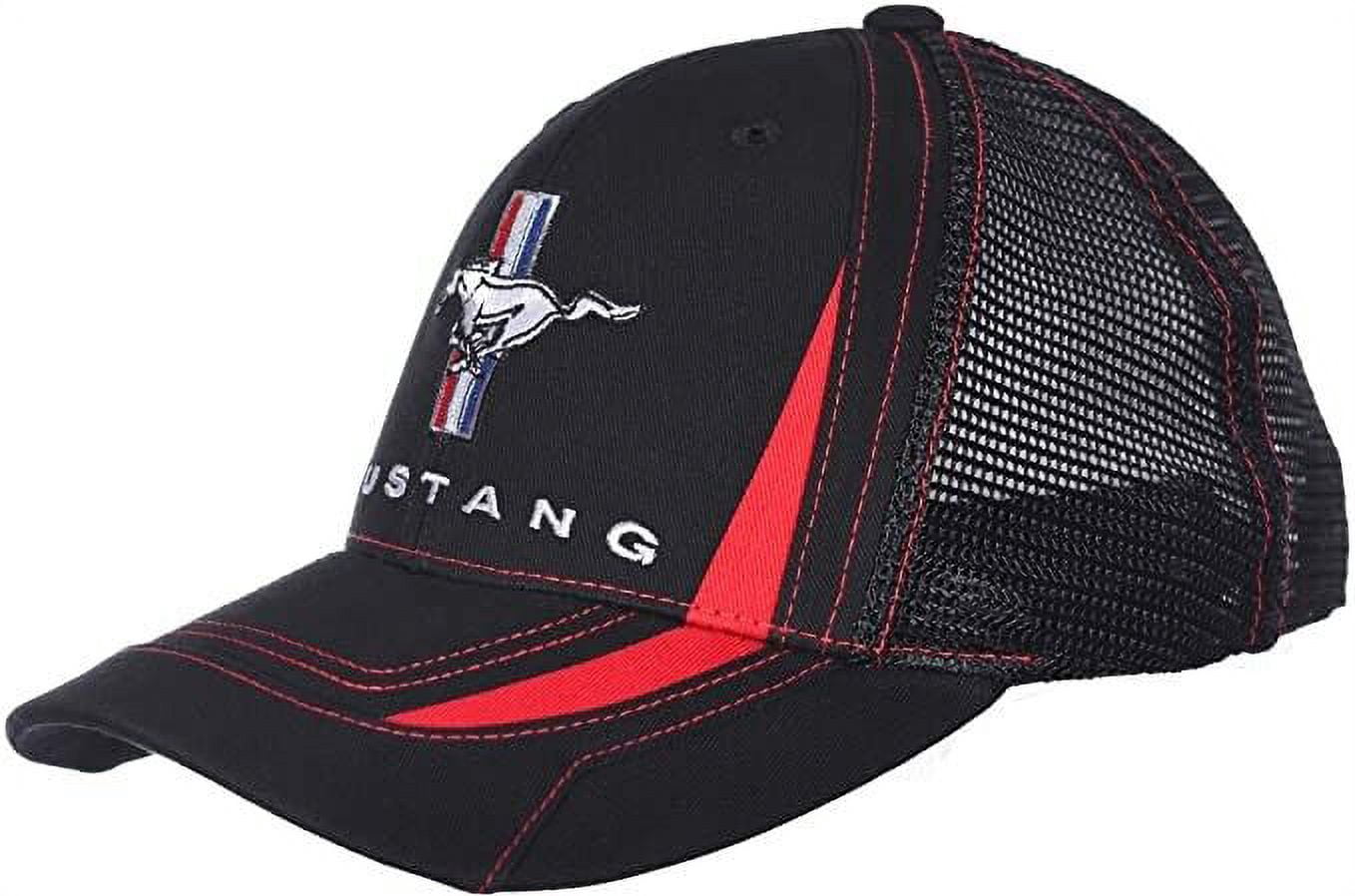 Ford Mustang Car Auto Racing Cap Mesh Trucker Hat Black Officially Licensed