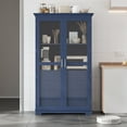 thumbnail image 2 of 75" Kitchen Pantry Cabinet with Storage, Freestanding Kitchen Cabinet with 4 Drawers,2 Doors and Open Shelf, Farmhouse Wood Cupboard for Dining Room, Living Room, Blue, 2 of 7