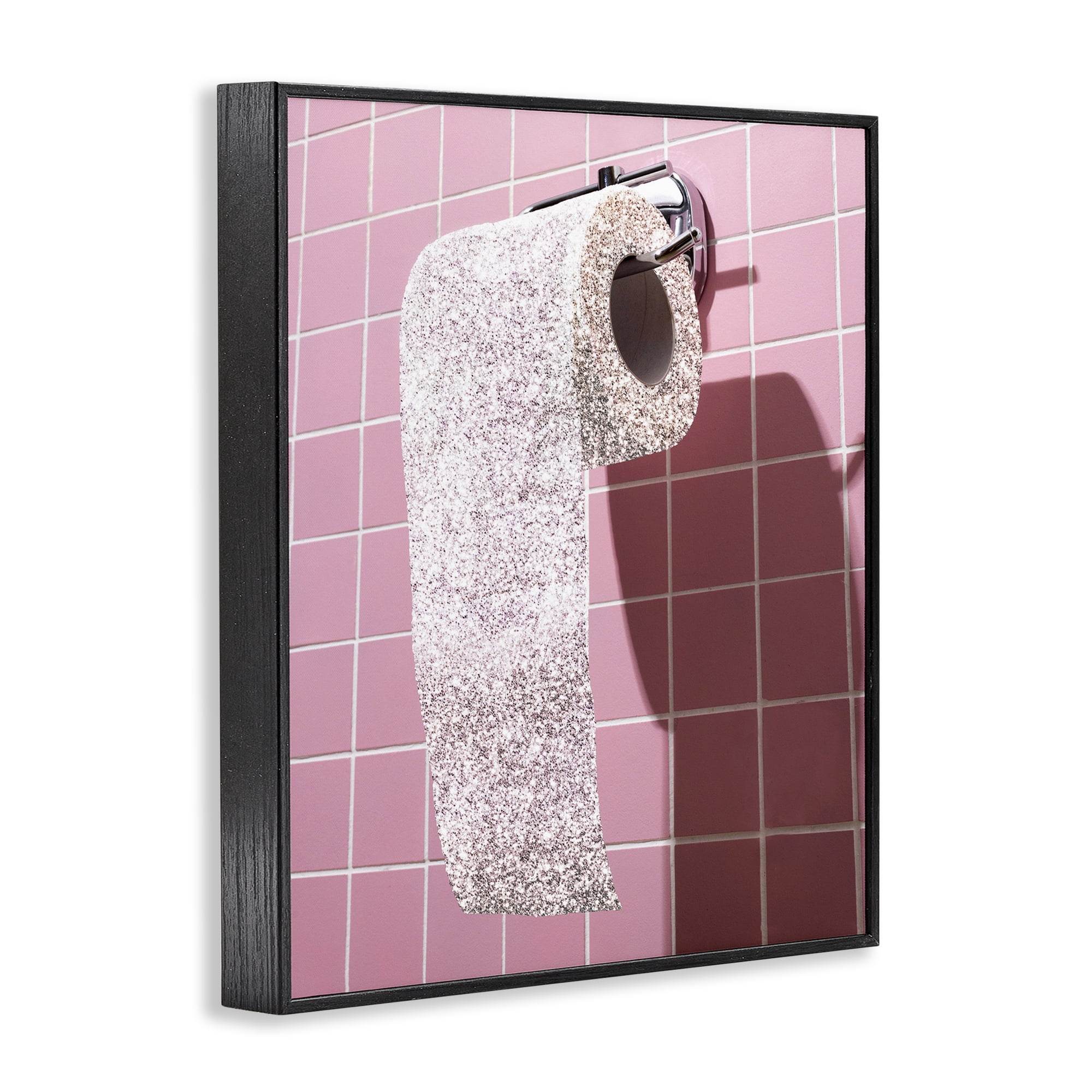 Stupell Industries Glitter Pink Toilet Paper Black Framed Giclee Art, design by CAD Designs