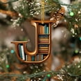 thumbnail image 5 of 26 Letters Christmas Tree Ornament - Book Lover Letter Shaped Bookshelf Pendant, 2D Acrylic Mini Bookish Decor for Xmas Tree Door Window Decoration, 5 of 9