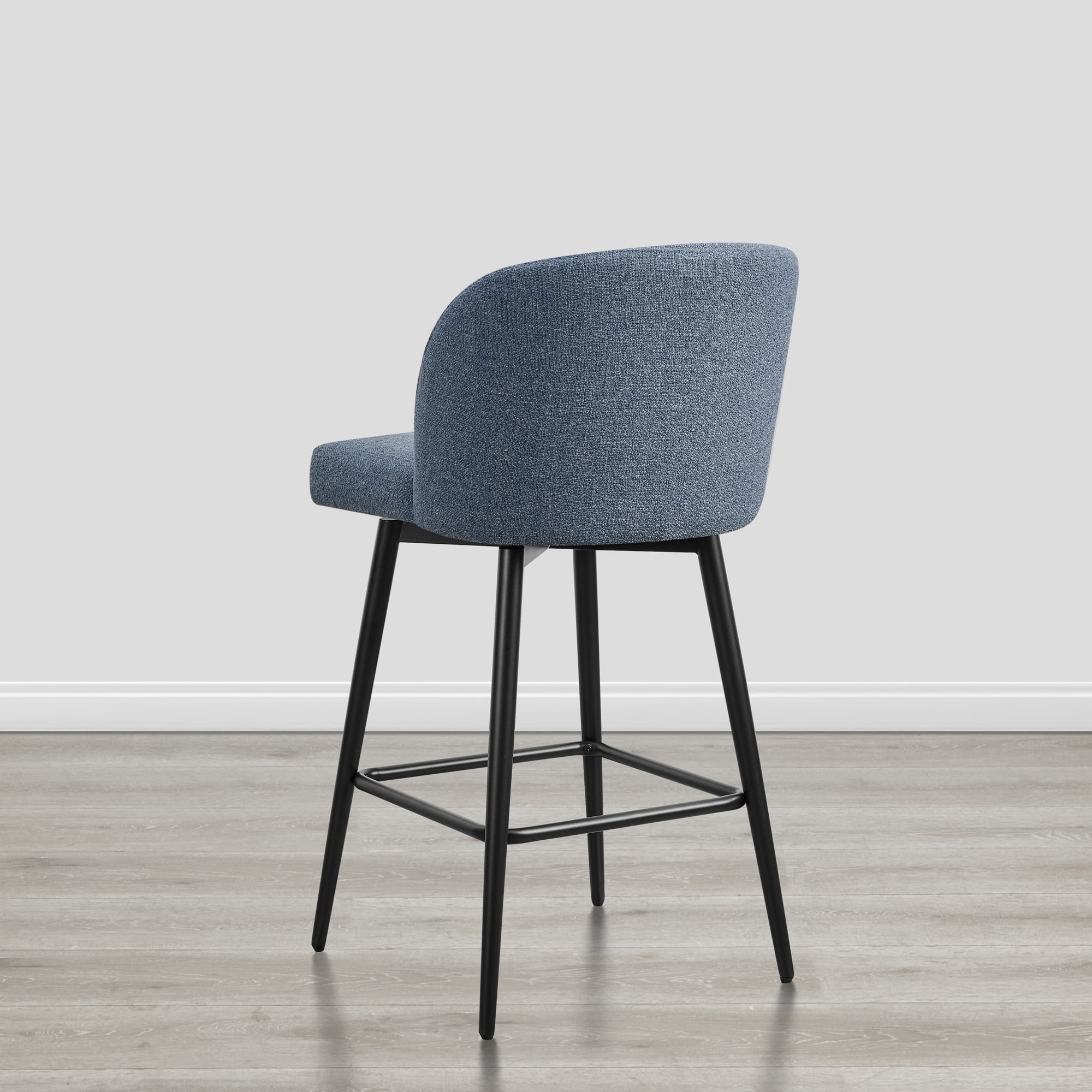 Spruce & Spring Counter Height Swivel Barstool with Metal Legs Set of 2, Blue, Fabric