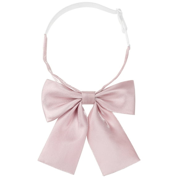INSPIRE CHIC Womens Metallic Shiny Bow Ties Solid Color Square End Pre-tied Bow Ties for Uniform Pink One Size