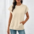 thumbnail image 4 of UAMVSH Cap Sleeve Tops for Women Summer Crewneck Sweatshirt Comfy Casual Loose Fit T Shirts with Pocket Fashion Clothes, 4 of 6