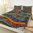 thumbnail image 3 of Manfei Colorful bohemian Stripes Twin Sheet Sets,Boho Theme Twin Fitted Sheet,Modern Abstract Desgin Flat Sheet For Men Women,Breathable Home Decor,3pcs, 3 of 7