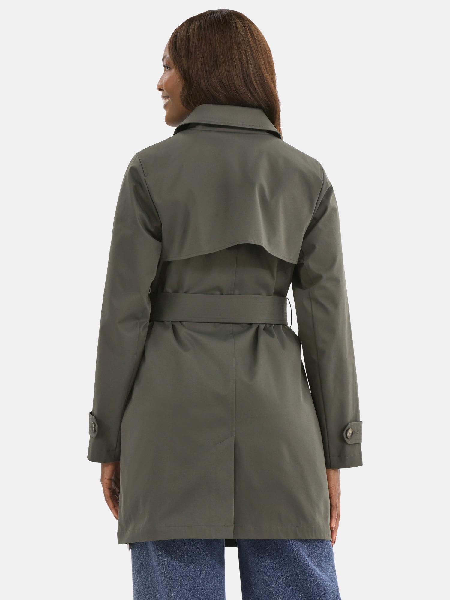 Time and Tru Women's Belted Trench Coat, Midweight, Sizes XS