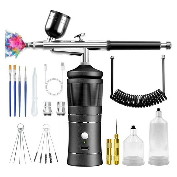 Airbrush Kit with Compressor, 48PSI High Pressure Air Brush Kit with 0.3/0.5mm Nozzle and Cleaning Brush