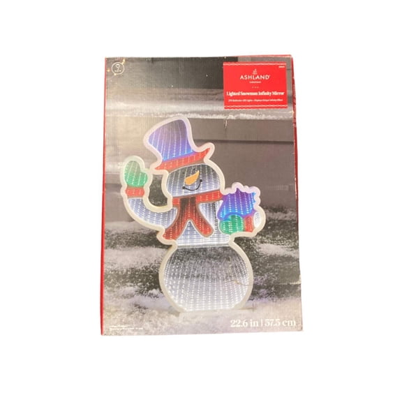 Ashland Christmas Lighted Snowman Infinity Mirror 22.6in