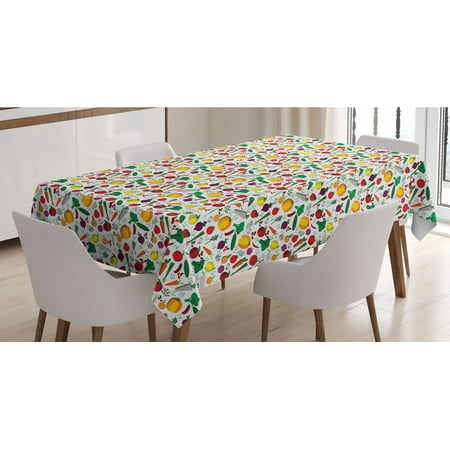 

Colorful Tablecloth Vegetable Pattern Chilli Pepper Carrots and Turnips Cartoon Style Vegetarian Food Rectangle Satin Table Cover for Dining Room and Kitchen 60 X 84 Multicolor by Ambesonne
