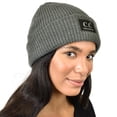 thumbnail image 3 of C.C Unisex Thick Winter Warm Reflective Knit Cuff Beanie, Dark Melange Gray, 3 of 3