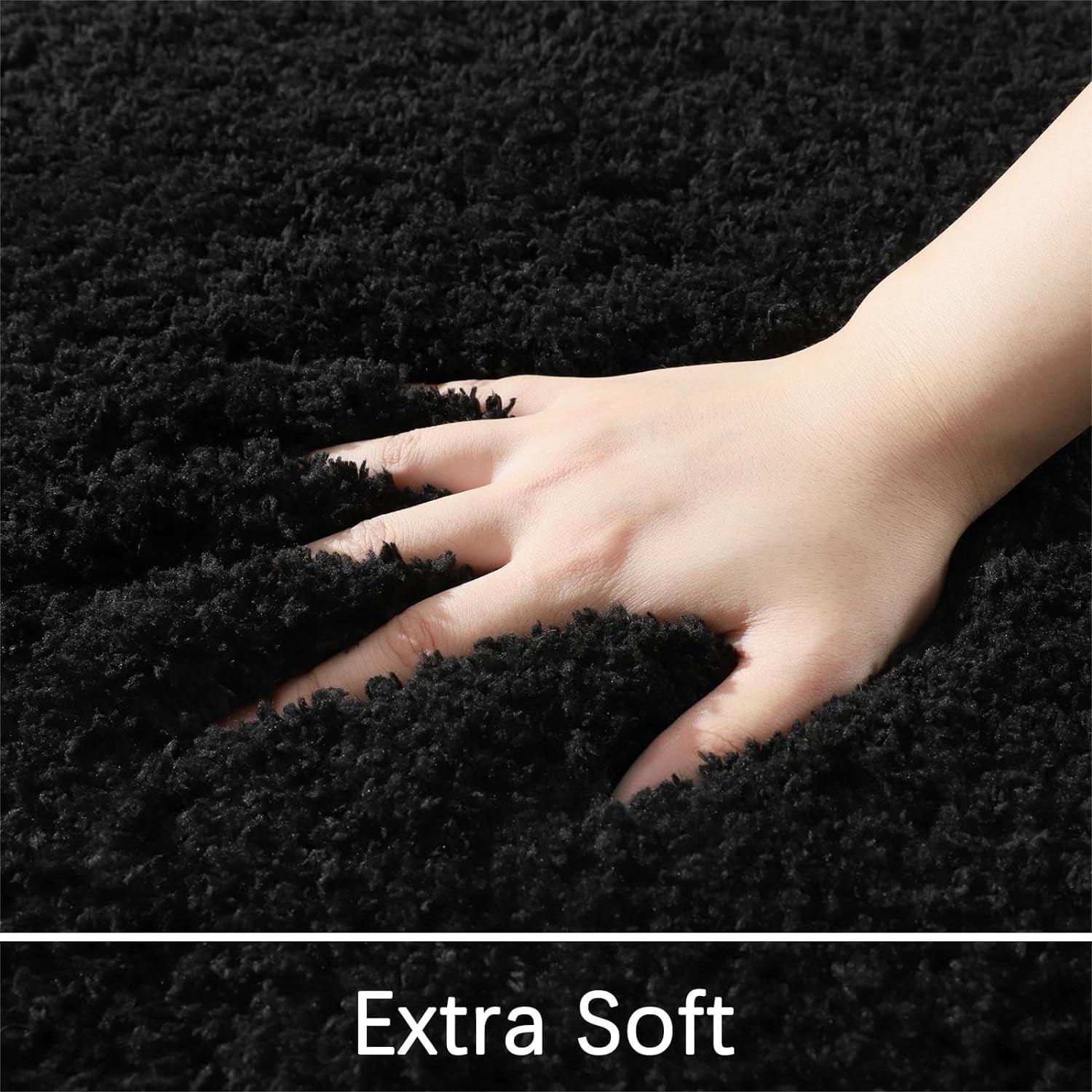 Junovo Soft Bathroom Rug Runner Absorbent Microfiber Bath Rugs for Bathroom Non Slip Bath Mat for Tub, Shower Floor,24"x60",Black