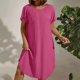 thumbnail image 1 of mfyjkho Vestidos de verano para mujer, Vestido de fiesta con cuello cuadrado y manga corta de color liso para mujer Vestidos de fiesta para mujer xxxxxl, 1 of 9