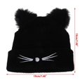 thumbnail image 4 of Lovely Cats Ears Knitted Hat With Fur Trim Women Solid Color Winter Warm Hats Lady Kawaii Winter Beanies Casual Wool, 4 of 4