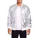 thumbnail image 1 of Chaqueta Varsity Brillante INSPIRE CHIC para Hombre, Chaqueta Bomber de Béisbol Metálica Plata Blanca S, 1 of 1