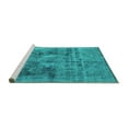 thumbnail image 2 of Ahgly Company Machine Washable Indoor Round Oriental Turquoise Blue Industrial Area Rugs, 5' Round, 2 of 4