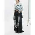 thumbnail image 4 of HLSOHJP Women's Distressed Personality Blue Pants American Cool Girl Bottoms High Waist Baggy Jeans Female Denim Wide-leg Trousers, 4 of 4