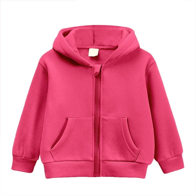 PMVFHDE Zip-Up Hooded Sweatshirt | Thermal Lined Pullover for Winter | Quick Change Design Hot Pink,7-8 Years