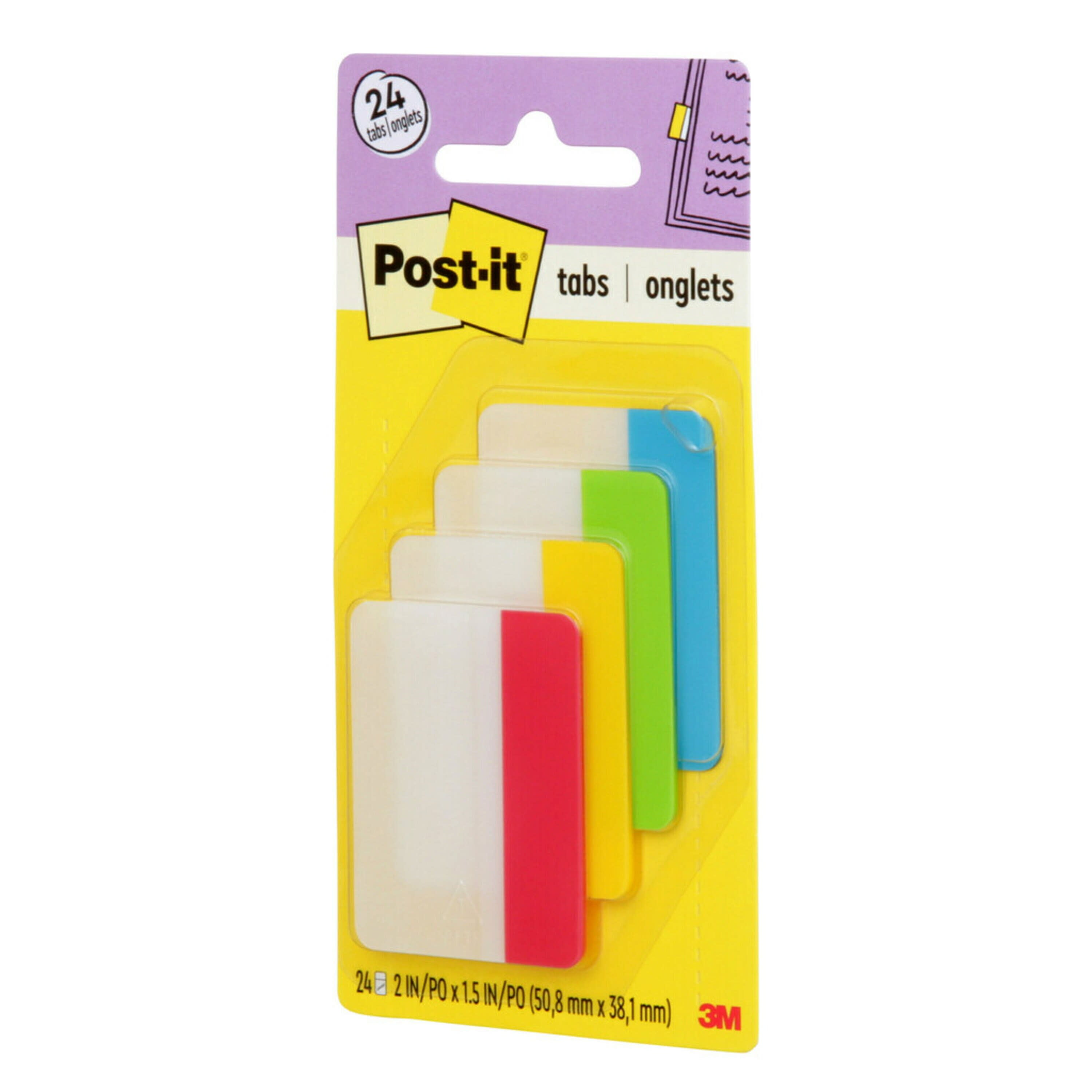Post-it Durable Tabs 686-ALYR, 2 in x 1.5 in (50,8 mm x 38 mm)