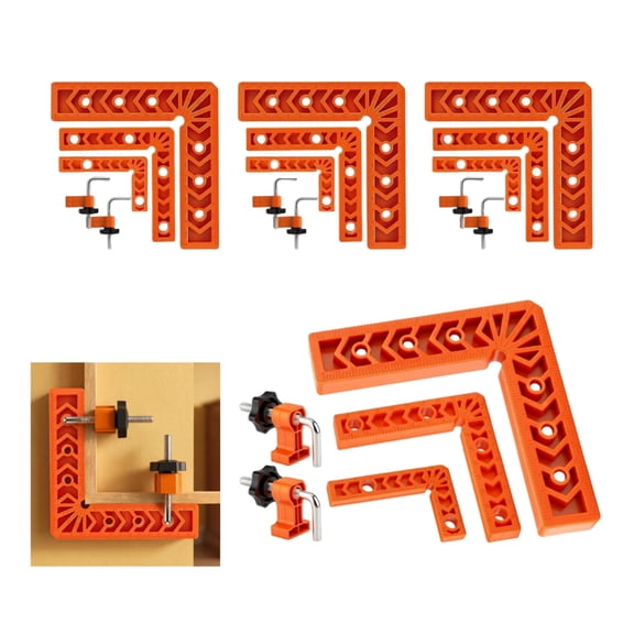 90 Degree Corner Clamp Set - 12 Pack Positioning Squares for Woodworking, Right Angle Clamps for Picture Frame and Cabinet Assembly, 3, 4, 6 Inch