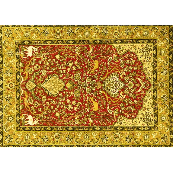 Ahgly Company Indoor Rectangle Animal Yellow Traditional Area Rugs, 4' x 6'