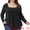 Black, variant on DARING DIVA Women's Plus Sparkly Glitter Square Neck Long Sleeve Top 1X Black