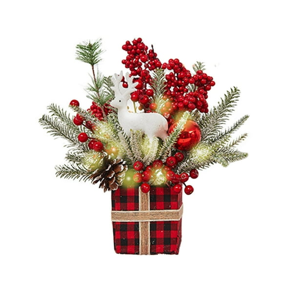 Christmas Tree Mini Christmas Tree With Lights 14inch Flocked Artificial Tree With Cones,For Tabletop Christmas Trees With Lighting Snowflake,Snow Flocked Xmas for Indoor Christmas Decor