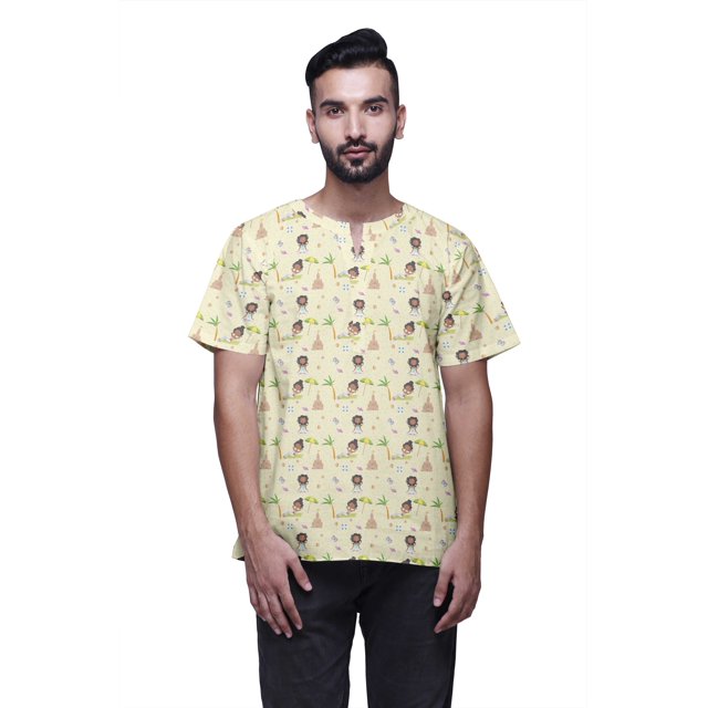 Atasi Kurta Courte Ajustée en Coton Cambric Imprimé Col Trou de Serrure Chemise Décontractée