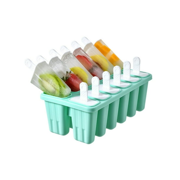 Juego de moldes de helado de silicona para paletas | Máquina para paletas heladas de bricolaje de 12 cavidades | Material apto para uso alimentario | Incluye 12 palitos reutilizables | Antiadherente