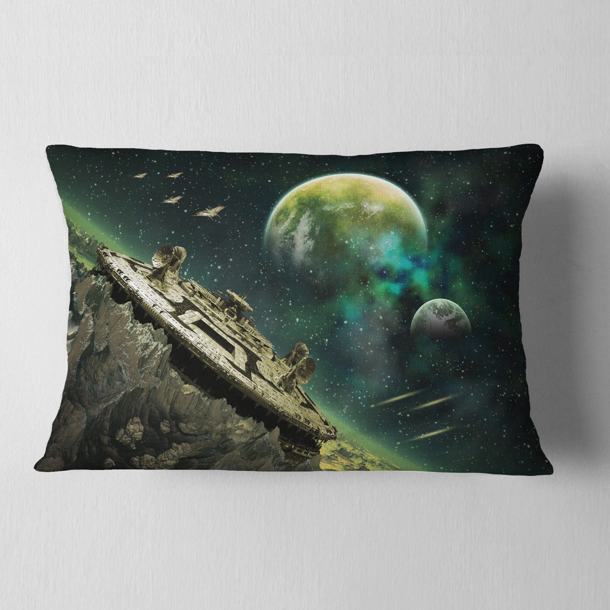 Designart Alien Planet - Abstract Throw Pillow - 12x20