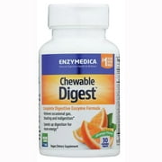 Enzymedica - Digest Chewables, Enzyme Support to Help Relieve Occasional Gas, Bloating, and Indigestion, Orange Flavor, 30 Tablets