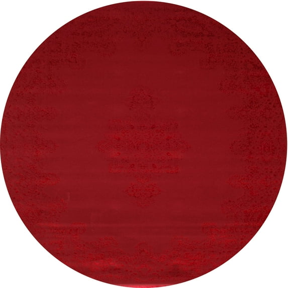 Ahgly Company Indoor Round Contemporary Red Abstract Area Rugs, 6' Round