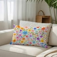 thumbnail image 3 of Colorful Spring Floral Throw Pillow Cover, Pillowcase Protectors with Zipper, Breathable Decorative Lumbar Pillow Case Cover, Summer Watercolor Botanical Pillow Shams for Couch Sofa 12x20Inch, 3 of 8