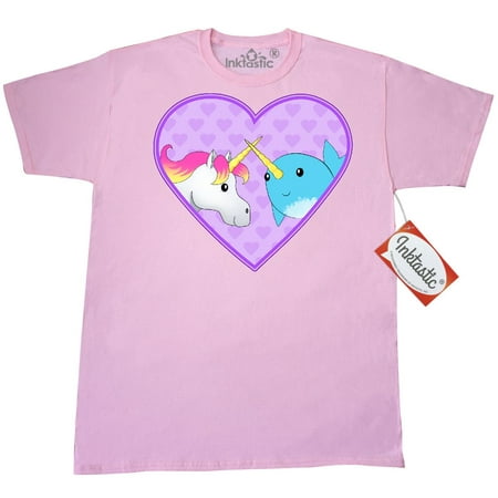 Inktastic Unicorn And Narwhal Cute Couple T-Shirt Purple Narwhale Horn Love Hearts Animals Sweet Sweethearts Touching Valentines Day First Date At Site True Friends Valentine In Newlyweds Romance