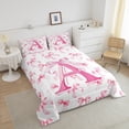 thumbnail image 5 of Manfei Pink Bow 2pcs Twin Comforter Set,Initial Monogrammed,Breathable Kawaii Bedding, 5 of 8