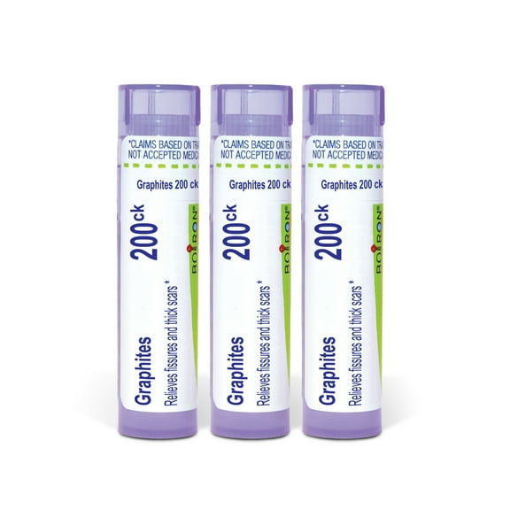 Boiron Graphites 200CK, Homeopathic Medicine for Fissures and Thick Scars, 3 Count (3 x 80 Pellets)