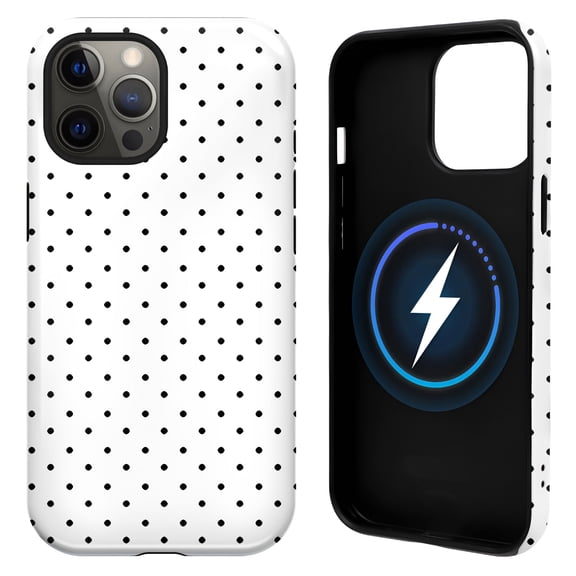 ArtCaseLab For iPhone 13 Pro Case, MagSafe Compatible Phone Case with Magnetic Ring, Black and White Polka Dot Print, Dual Layer Protective Cover