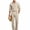 Khaki, variant on ZToonmas Men's 2 Piece formal Set Long Sleeve Button down Shirt and Elastic Waist Pants with Belt Casual Business Outfit