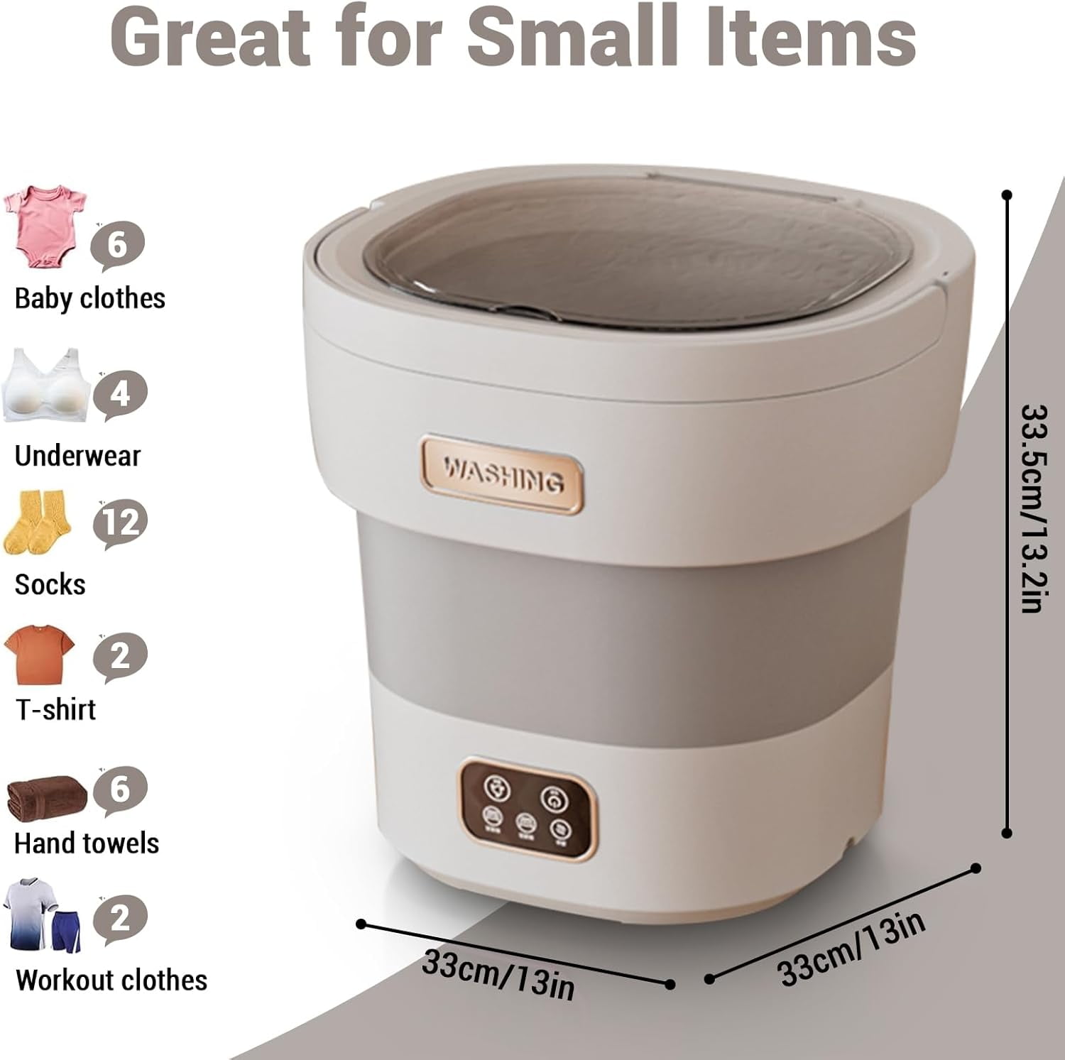 Portable Washing Machine,12L Upgraded Mini Washing Machine for Underwear, Baby Clothes Socks and Small Items,Foldable Washer Cleaning for Apartments, Dorm,RV