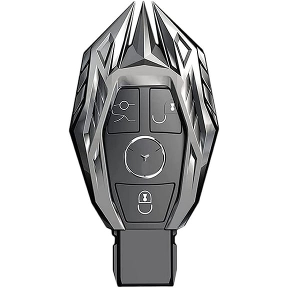 For Mercedes Benz Key Fob Cover, Special Metal Key Case Cover Protector Compatible with Mercedes Benz C E G S M GL CLS CLK G Class Keyless Smart Key Fob Case (Grey)