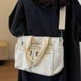 thumbnail image 4 of Bolso bandolera Qarigey de lona versátil con bolsillo frontal único y cremallera blanco, 4 of 6