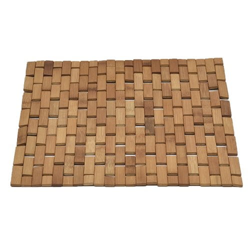 Bathroom Rug Bamboo Duckboard Mat Brown 18"Lx 18"W