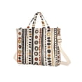 thumbnail image 7 of FORMRS Womens Corduroy Tote Bag Crossbody Shoulder Handbag with Pocket, Black Abstract Dots, 7 of 7
