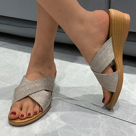 

Vedolay Heeled Sandals Platform Sandals for Women Summer Casual Flatform Wedge Slides Black 7.5