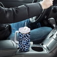 thumbnail image 4 of Yayeee 30oz Stainless Steel Tumbler with Straw and Handle Double-Wall Insulated Travel Water Bottle, Blue Floral Leopard Pattern, 4 of 8