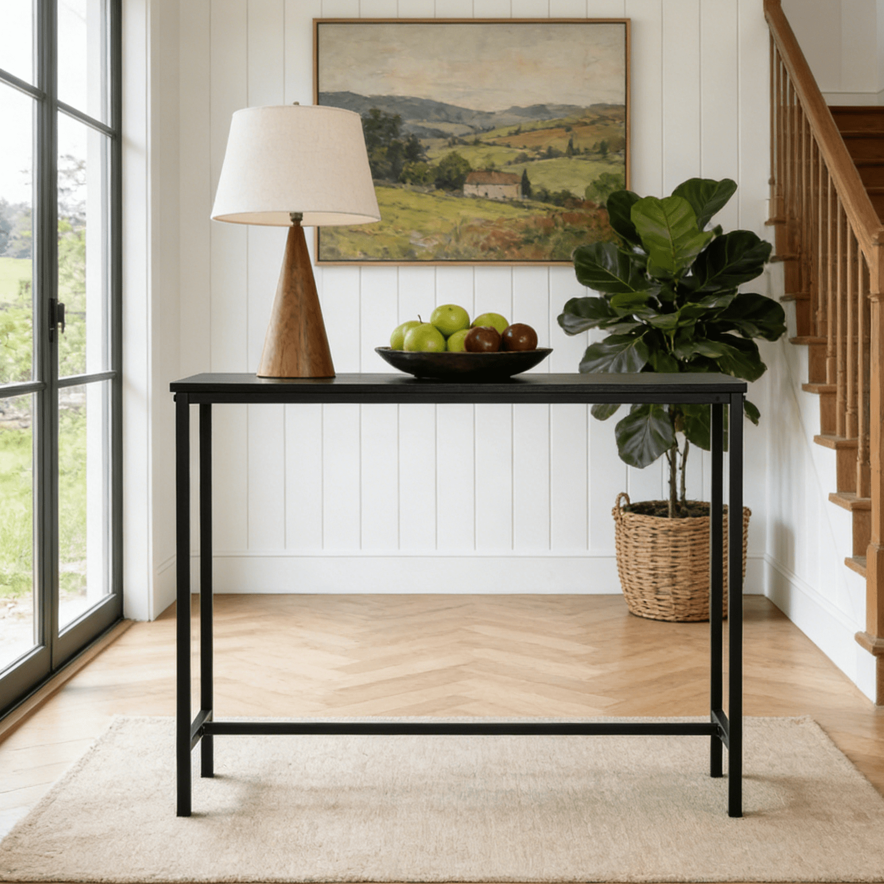 Ktaxon Modern Console Table, 41.3" Narrow Sofa Table TV Stand with Sturdy Metal Frame in Entryway, Living Room, Hallway, Bedroom, Hotel, Black
