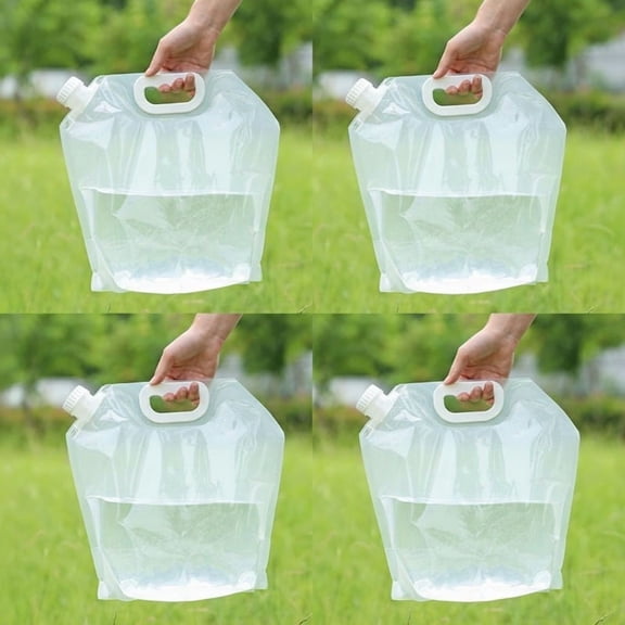 4pack  folding water bags for outdoor use, 5L water bags for mountain climbing and camping, large-capacity vehicle-mounted water buckets