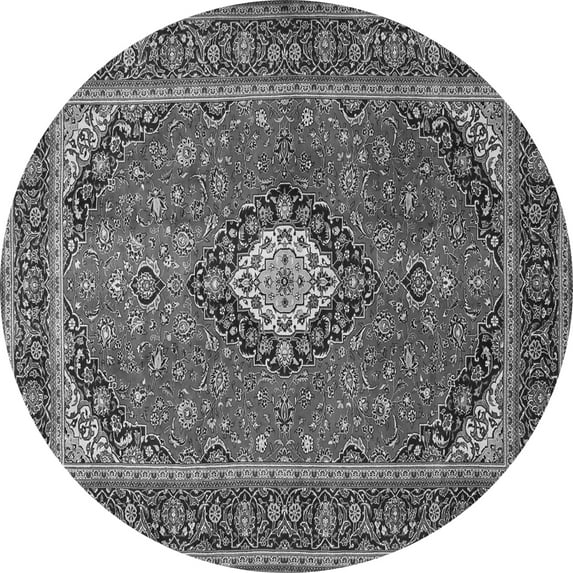 Ahgly Company Indoor Round Medallion Gray Traditional Area Rugs, 7' Round