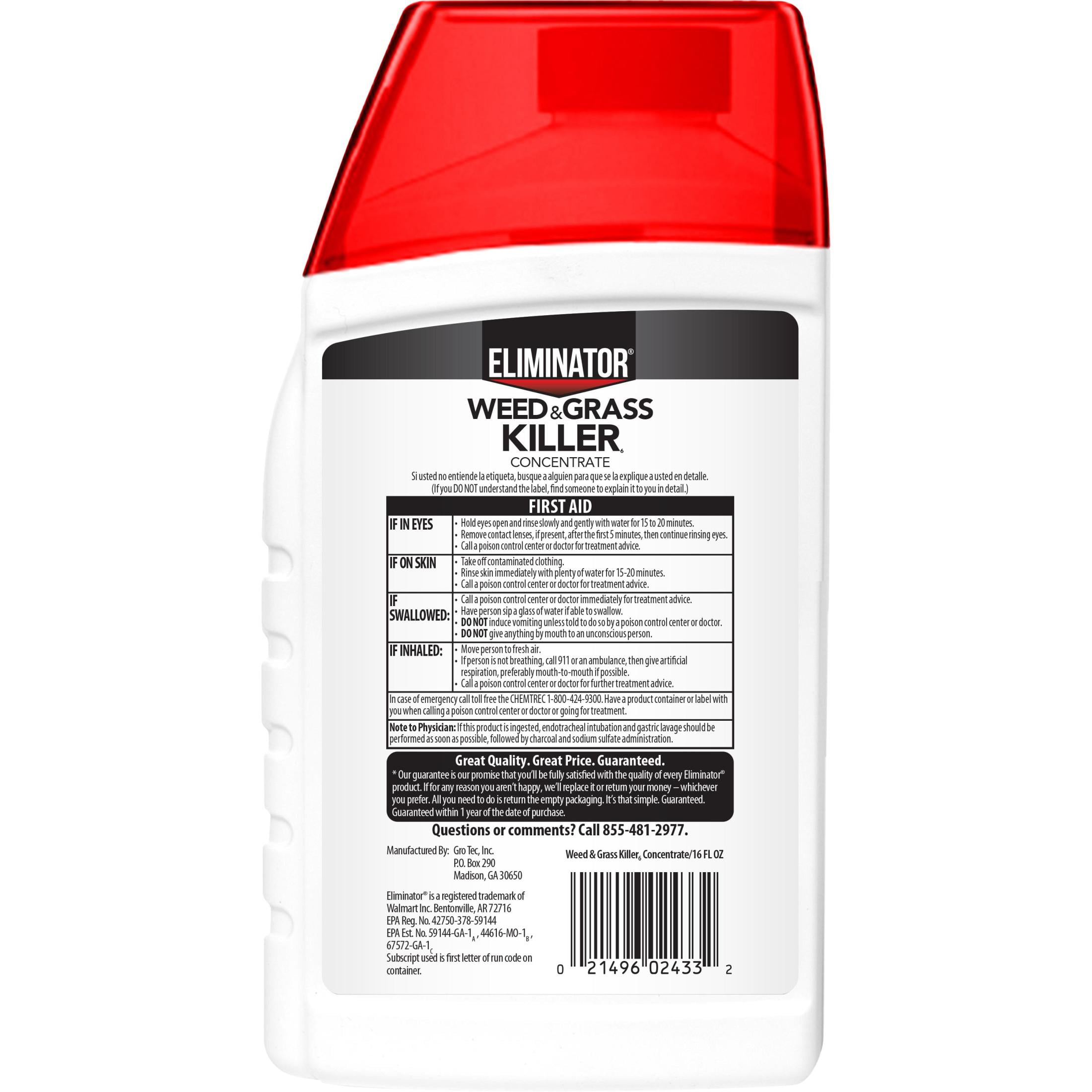 Eliminator Weed & Grass Killer Concentrate Herbicide, 16 fl oz, Kills Down to The Root