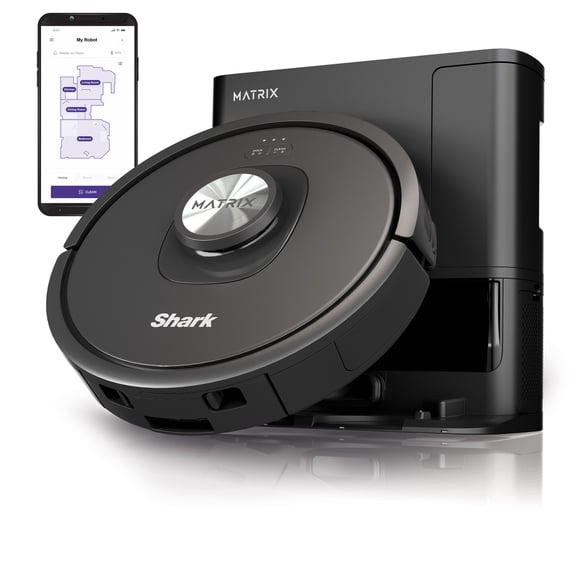 Shark Matrix Self-Empty Robot Vacuum, 45-Day Capacity Base, Self-Cleaning Brushroll for Pet Hair, Carpets & Hardfloors, Precision Home Mapping, Wi-Fi, RV2310AE